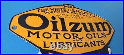 Vintage Oilzum Gasoline Porcelain Gas Motor Oil Lube Service Station Pump Sign