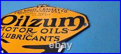 Vintage Oilzum Gasoline Porcelain Gas Motor Oil Lube Service Station Pump Sign