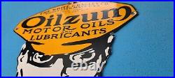 Vintage Oilzum Gasoline Porcelain Gas Motor Oil Lube Service Station Pump Sign