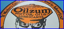 Vintage Oilzum Gasoline Porcelain Gas Oil Service Station Pump Plate Ad Sign