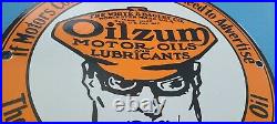 Vintage Oilzum Gasoline Porcelain Gas Oil Service Station Pump Plate Ad Sign