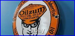 Vintage Oilzum Gasoline Porcelain Gas Oil Service Station Pump Plate Ad Sign