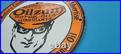 Vintage Oilzum Gasoline Porcelain Gas Oil Service Station Pump Plate Ad Sign