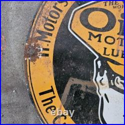 Vintage Oilzum Motor Lubrican Old Us Gasoline Oil Gas Pump Enamel Porcelain Sign