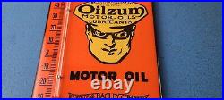 Vintage Oilzum Motor Oil Porcelain Sign Gasoline Pump Ad Sign On Thermometer