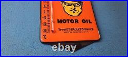 Vintage Oilzum Motor Oil Porcelain Sign Gasoline Pump Ad Sign On Thermometer