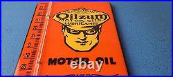 Vintage Oilzum Motor Oil Porcelain Sign Gasoline Pump Ad Sign On Thermometer