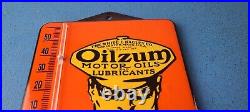 Vintage Oilzum Motor Oil Porcelain Sign Gasoline Pump Ad Sign On Thermometer