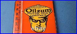 Vintage Oilzum Motor Oil Porcelain Sign Gasoline Pump Ad Sign On Thermometer