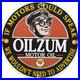 Vintage Oilzum Motor Oil Porcelain Sign Metal White & Bagley USA Gas Station