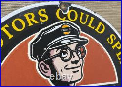 Vintage Oilzum Motor Oil Porcelain Sign Metal White & Bagley USA Gas Station