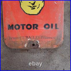 Vintage Oilzum Motor Race Old Us Gasoline Oil Gas Pump Enamel Porcelain Sign