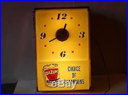 Vintage Oilzum Oils Fluorescent Wall Clock Lighted Advertising Garage Man Cave
