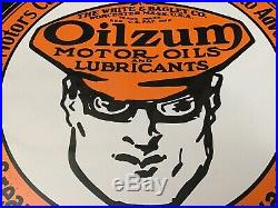 Vintage Oilzum Porcelain Sign Gas Oil Service Station Gasoline Pump Plate Rare