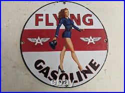 Vintage Old Flying A Gasoline Porcelain Gas Station Motor Oil Pump Sign