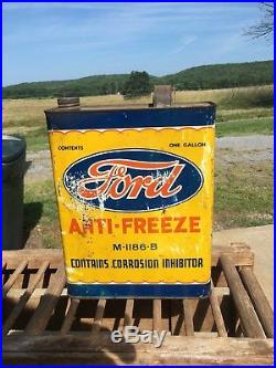 Vintage Old Ford Antifreeze Metal Oil Can 1 Gallon RARE