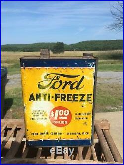 Vintage Old Ford Antifreeze Metal Oil Can 1 Gallon RARE
