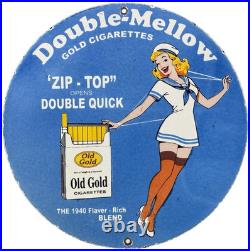 Vintage Old Gold Cigarettes Porcelain Sign Pin Up Gas Station Oil Camel Marlboro