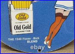 Vintage Old Gold Cigarettes Porcelain Sign Pin Up Gas Station Oil Camel Marlboro