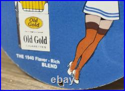 Vintage Old Gold Cigarettes Porcelain Sign Pin Up Gas Station Oil Camel Marlboro