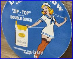 Vintage Old Gold Cigarettes Porcelain Sign Pin Up Gas Station Oil Camel Marlboro