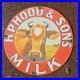 Vintage Old HP Hood Sons Milk Red Co Gasoline Oil Gas Pump Enamel Porcelain Sign