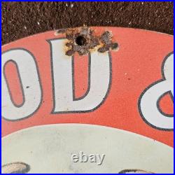 Vintage Old HP Hood Sons Milk Red Co Gasoline Oil Gas Pump Enamel Porcelain Sign