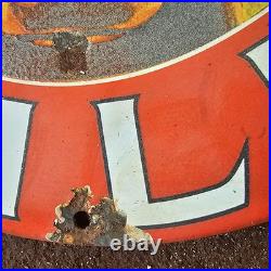 Vintage Old HP Hood Sons Milk Red Co Gasoline Oil Gas Pump Enamel Porcelain Sign