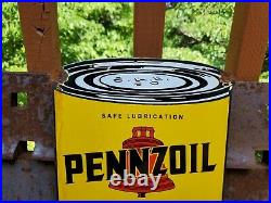 Vintage Old Pennzoil Motor Oil One Quart Can Porcelain Gas Station Sign