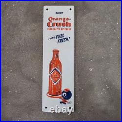 Vintage Orange Crush Feel Fre Old Us Gasoline Oil Gas Pump Enamel Porcelain Sign