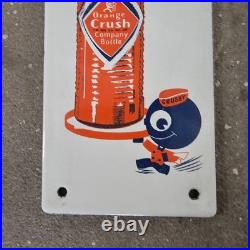 Vintage Orange Crush Feel Fre Old Us Gasoline Oil Gas Pump Enamel Porcelain Sign