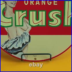 Vintage Orange Crush Porcelain Gas Auto Wrench Service Station Pump Plate Sign