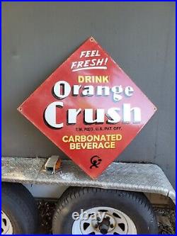 Vintage Orange Crush Porcelain Sign 24 Big Soda Pop Beverage Drink Gas Oil Cola