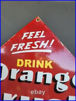 Vintage Orange Crush Porcelain Sign 24 Big Soda Pop Beverage Drink Gas Oil Cola