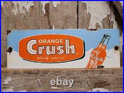 Vintage Orange Crush Porcelain Sign Cola Soda Pop Drink Oil Gas Beverage Coke Us