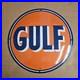 Vintage Orange Gulf Old Us Gasoline Oil Gas Pump Enamel Porcelain Sign