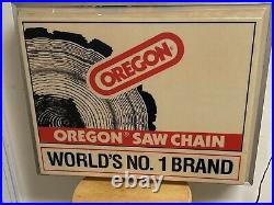 Vintage Oregon Chain Saw Chainsaw Gas Oil Farm Tool Lighted 2-sided Sign Works