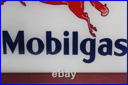 Vintage Orig. Mobil Gas Mobilgas Pump Advertising Oil Glass Sign, Framed -19.25