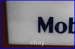 Vintage Orig. Mobil Gas Mobilgas Pump Advertising Oil Glass Sign, Framed -19.25