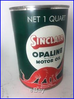 Vintage Original 1 Quart Sinclair Opaline Motor Oil Can Red Dino Nice
