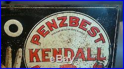 Vintage Original 1930's Kendall Motor Oil Gas Embossed Tin Metal Sign