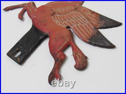 Vintage Original 1940s Mobil Oil Pegasus Metal License Plate Topper Gas Old Rare