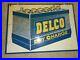 Vintage Original 2-Sided DELCO Battery Gas Station Oil Metal Advertising SIGN
