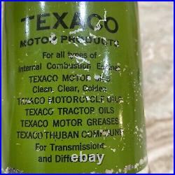 Vintage Original Advertising TEXACO 574 Metal Motor Oil Can THE TEXAS CO 1/4 Gal