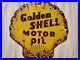 Vintage Original Antique Shell Porcelain Gas Pump Golden Shell Motor Oil Nice