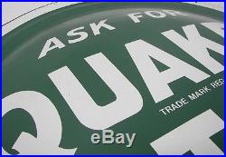 Vintage Original Ask For QUAKER STATE Motor Oil Round Tin 24 Bubble Sign