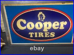 Vintage Original COOPER TIRES 2-Sided Lighted Sign Dealer gas oil advertising 36