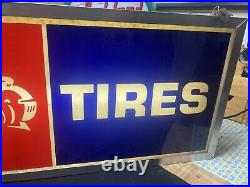 Vintage Original COOPER TIRES 2-Sided Lighted Sign Dealer gas oil advertising 36