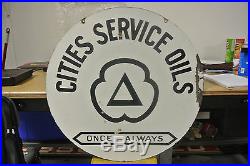 Vintage Original Cities Service Motor Oil Porcelain Sign Rare Size No Reserve