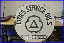 Vintage Original Cities Service Motor Oil Porcelain Sign Rare Size No Reserve